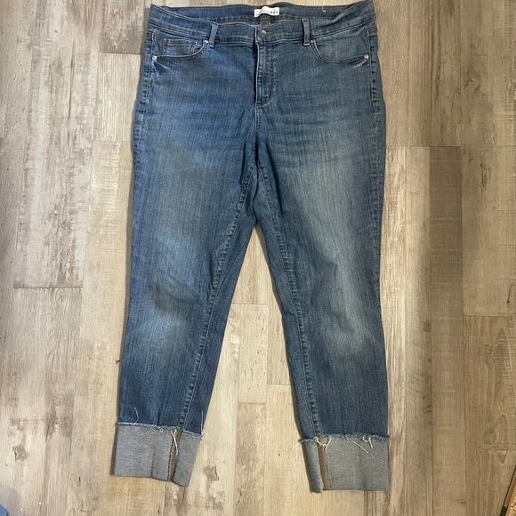 Loft Jeans 14/32 More Shine Less Shade Sun Embroidered Modern Skinny Wide Hem - Picture 11 of 16